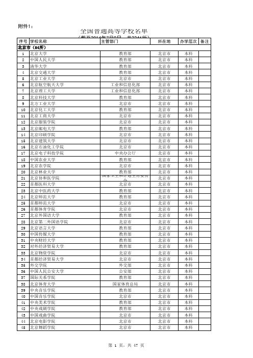 全国普通高等学校名单