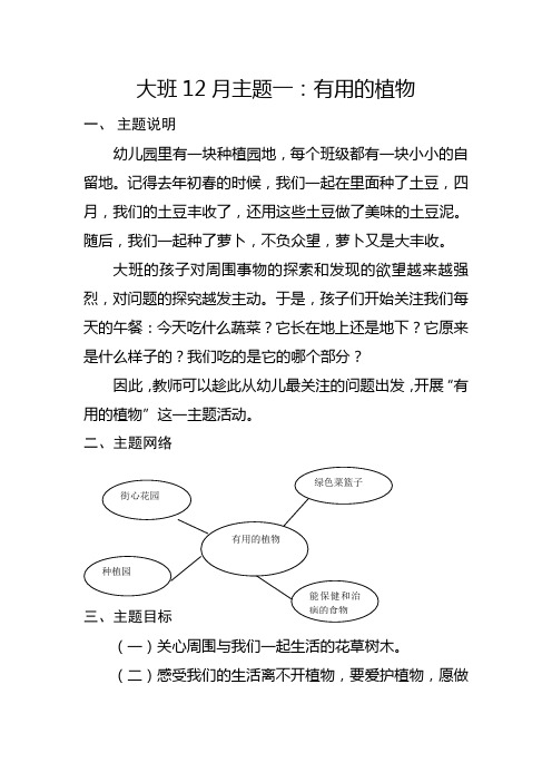 幼儿园大班主题教学计划—有用的植物