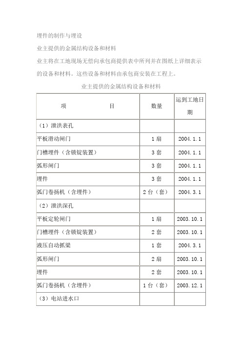 平板闸门及启闭机的安装技术方案