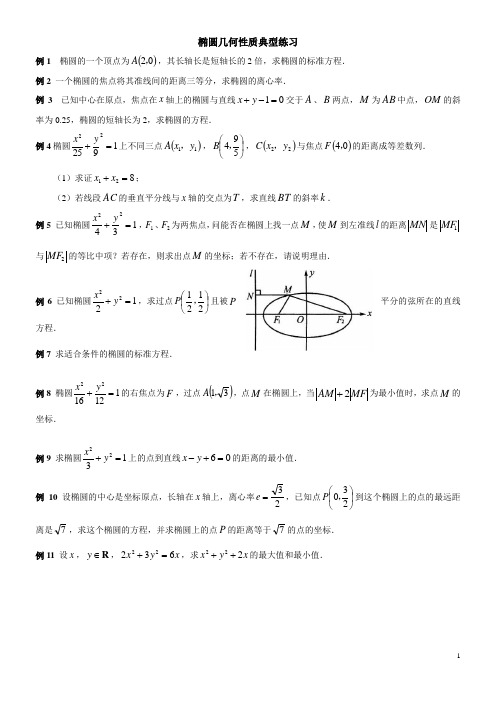 椭圆的经典练习及答案