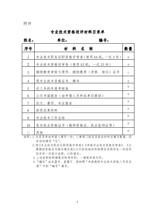 专业技术资格送审表