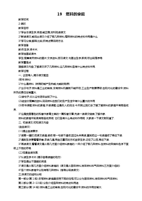 西师大版五年级语文下册精品教案19.燃料的家