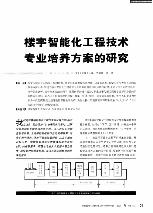 楼宇智能化工程技术专业培养方案的研究