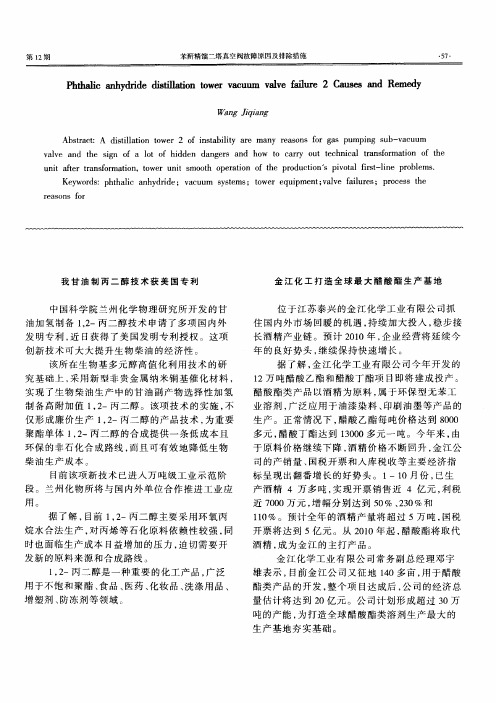 我甘油制丙二醇技术获美国专利