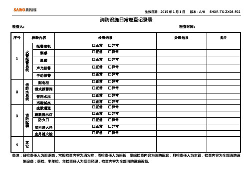 消防日常巡查记录表