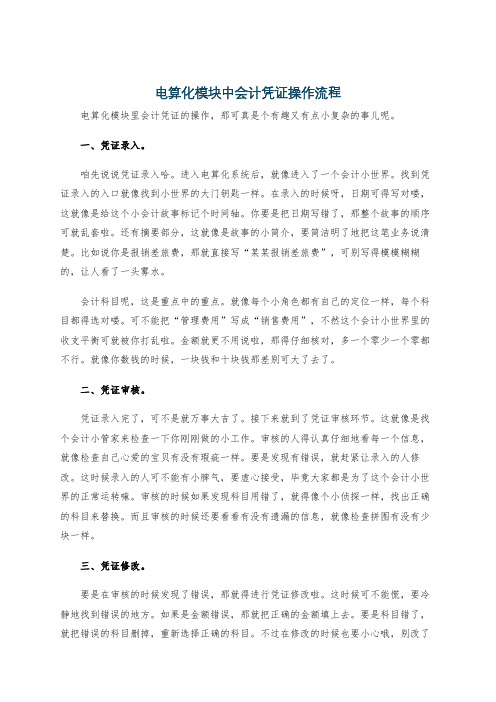 电算化模块中会计凭证操作流程