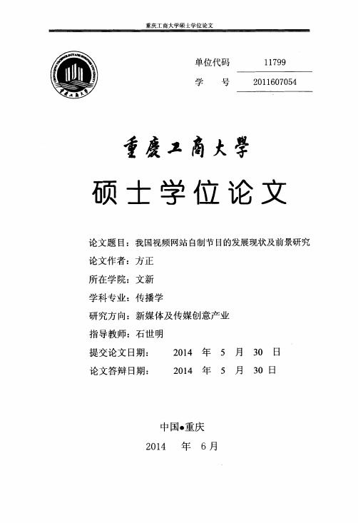 我国视频网站自制节目的发展现状及前景研究