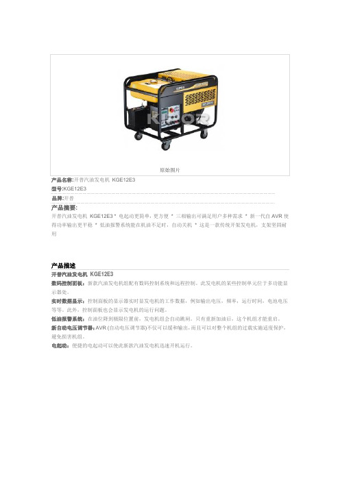 汽油发电机 KGE12E3