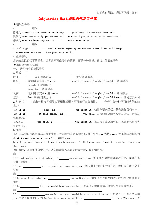 高考英语SubjunctiveMood虚拟语气复习学案牛津版