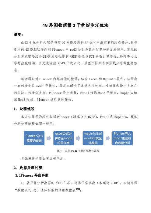 4G路测数据模3干扰四步定位法