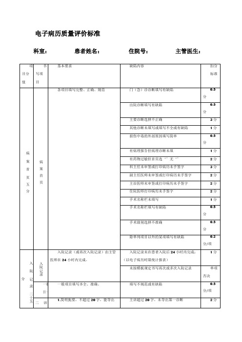电子病历质量评价标准