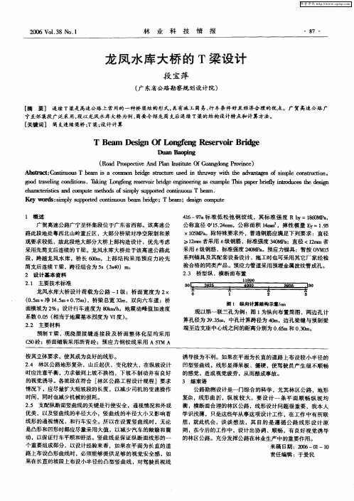 龙凤水库大桥的T梁设计