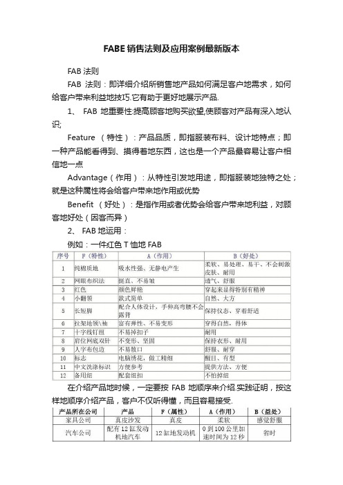 FABE销售法则及应用案例最新版本