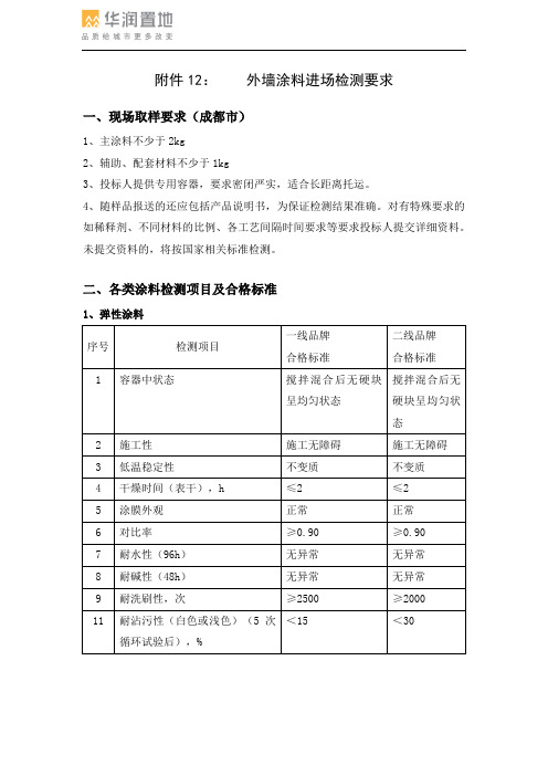 外墙涂料进场检测要求