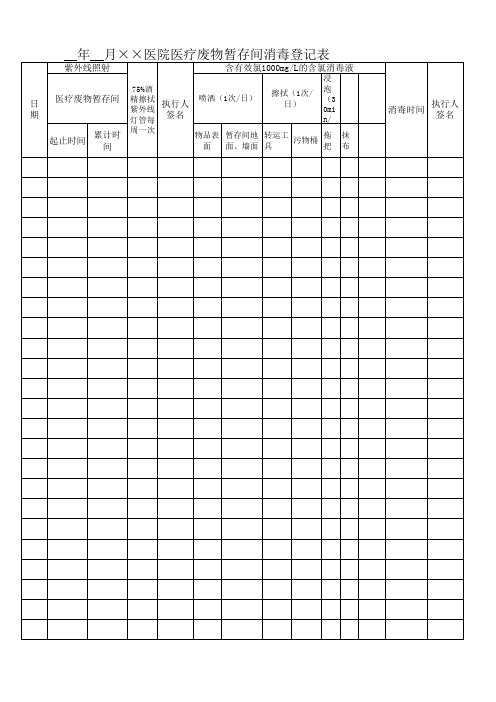 医疗暂存间消毒记录表