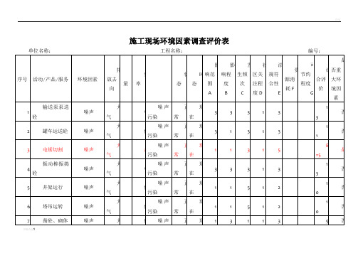 施工现场环境因素调查评价表