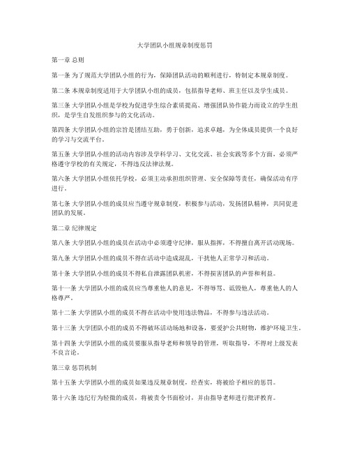 大学团队小组规章制度惩罚