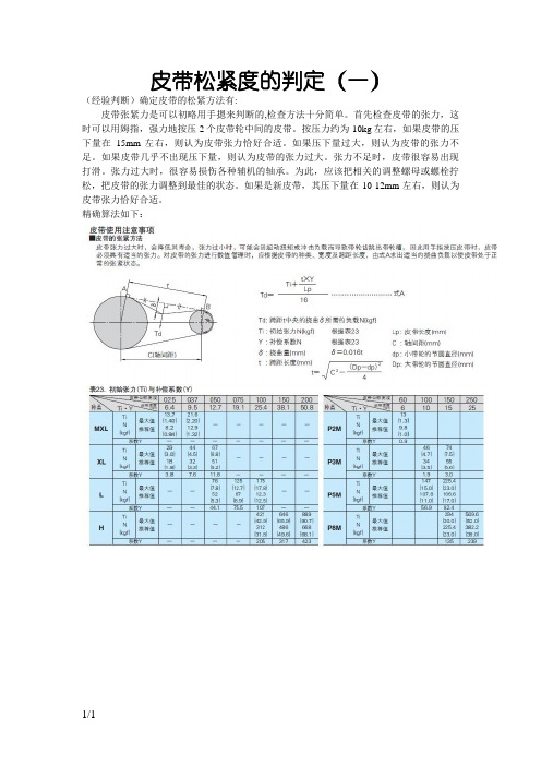 皮带松紧度的判定