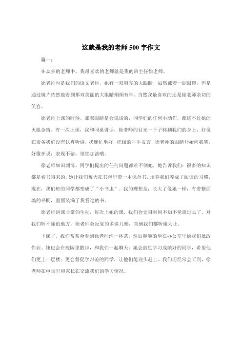 这就是我的老师 500字作文