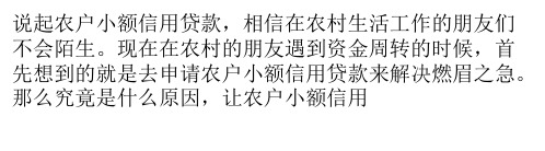 农户小额信用贷款的特点汇总