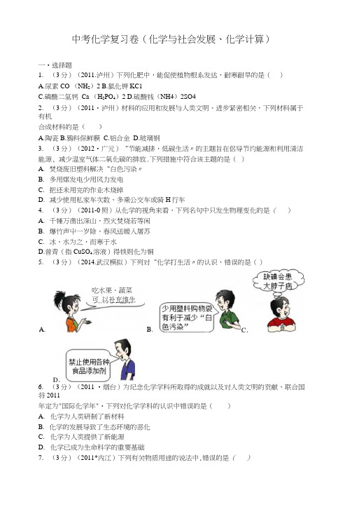 中考化学复习卷(化学与社会发展、化学计算).docx