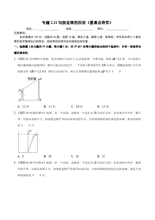 专题2.11勾股定理的应用(重难点培优)(原卷版)【浙教版】