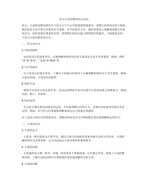 语文小说诗歌知识点总结