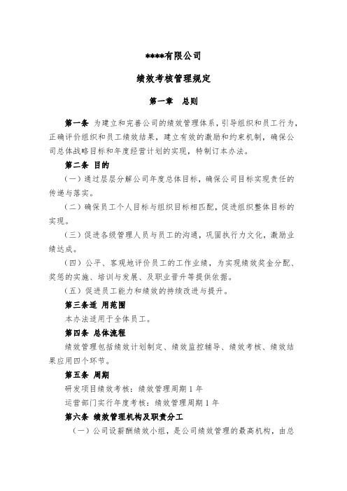 公司规章制度--公司绩效考核管理规定