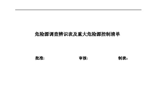 危险源辨识与评价表及重大危险源清单·