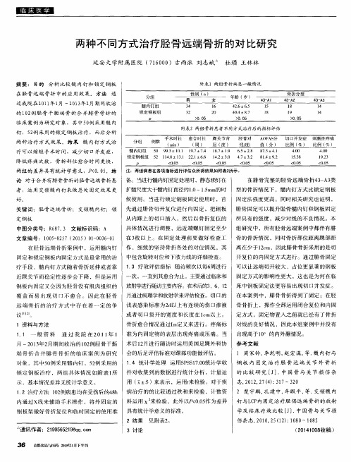 两种不同方式治疗胫骨远端骨折的对比研究