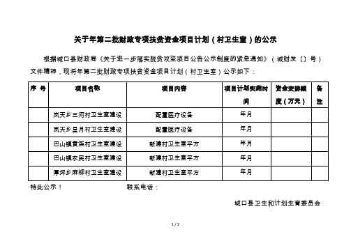 关于2018年第二批财政专项扶贫资金项目计划的