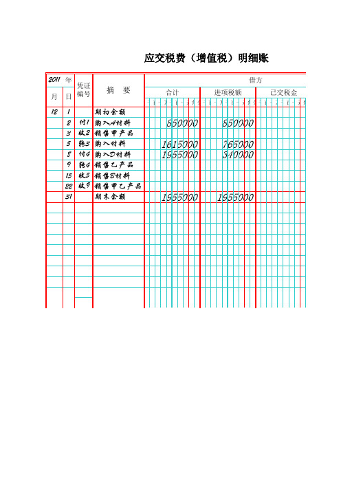 应交增值税明细账