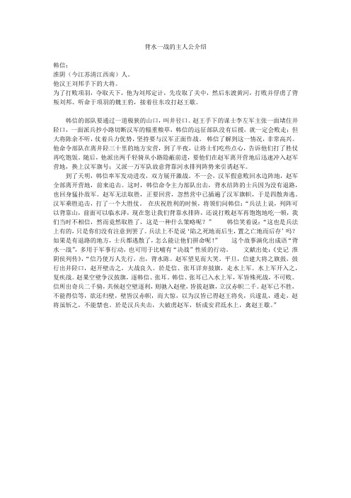 背水一战的主人公介绍