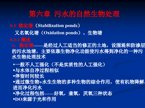 哈尔滨工业大学精品课工程《水质工程学》第六章_污水的自然生物处理