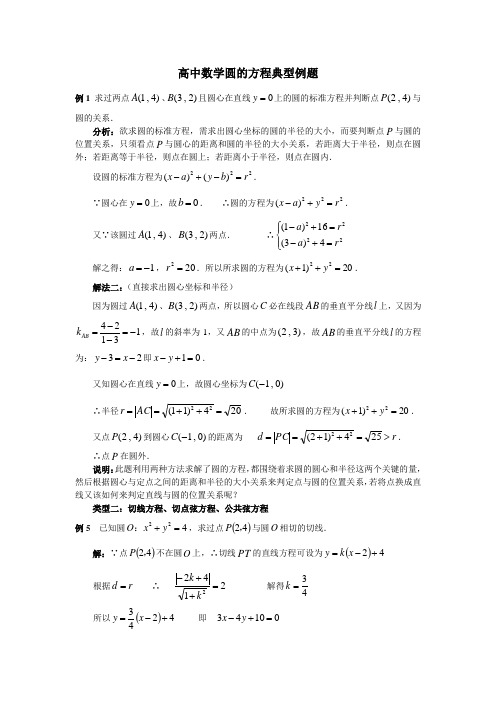 高中数学圆的方程典型例题总结归纳