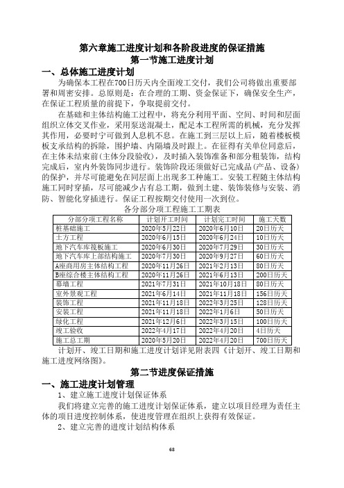 施工进度计划和各阶段进度的保证措施