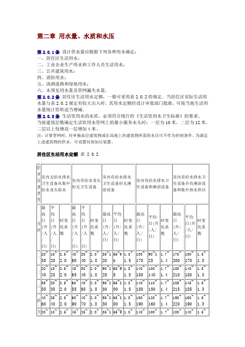 室外给水设计第二章 用水量、水质和水压