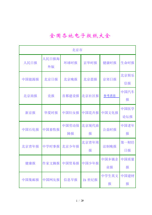 全国各地电子报纸大全