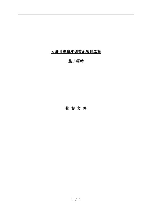 渗滤液调节池项目工程施工策划方案