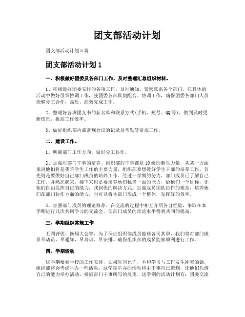 团支部活动计划