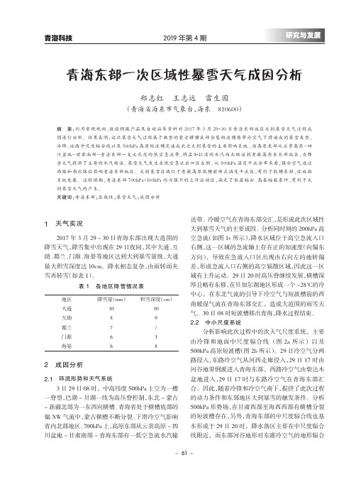 青海东部一次区域性暴雪天气成因分析