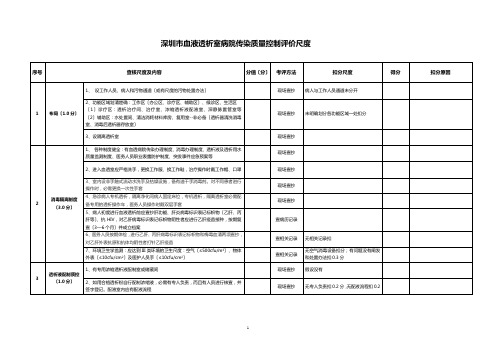 深圳市血液透析室医院感染质量控制评价标准