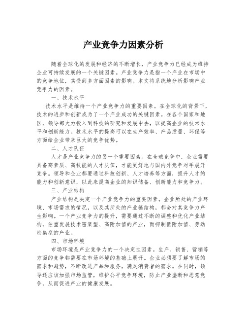 产业竞争力因素分析