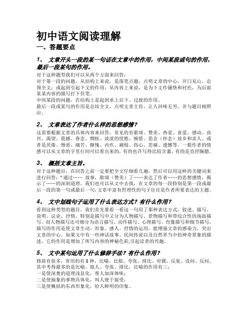 初中语文阅读技巧(完整版)