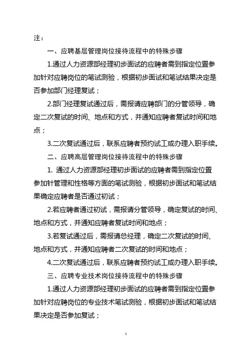 人力资源部接待应聘人员工作流程及服务用语定稿