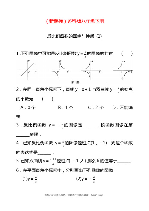 2020—2021年最新苏科版八年级数学下册《反比例函数的图像与性质1》同步练习题及答案.docx