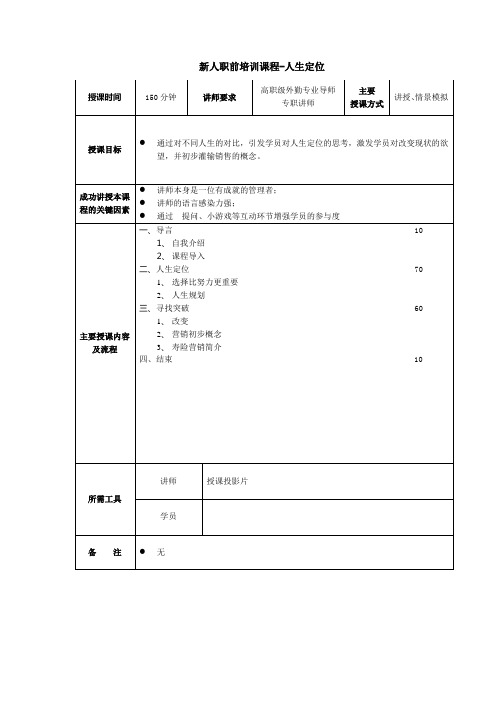 人生定位讲师操作指引