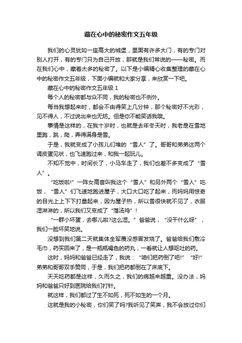 藏在心中的秘密作文五年级