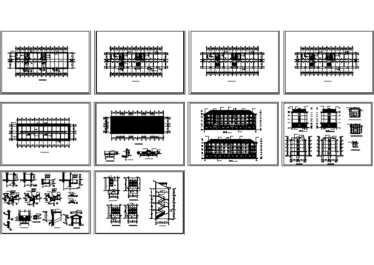 徐州市某职业学院4500平米五层框架结构宿舍楼平立剖面设计CAD图纸