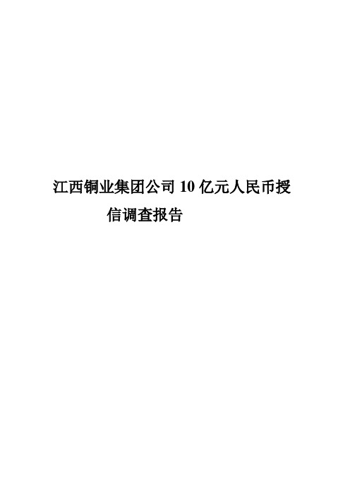 江西铜业集团公司人民币10亿元授信调查报告(大)